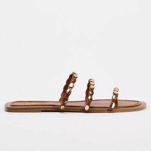 Zara Tan Studded Women's Sandals